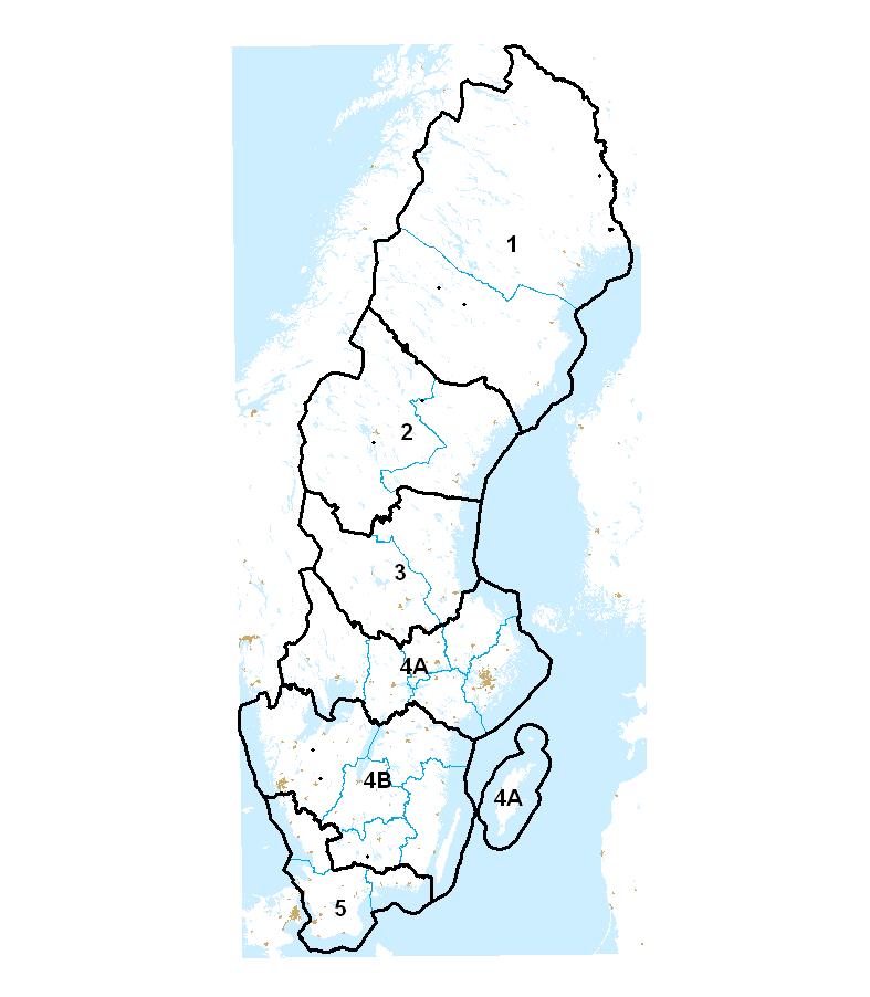 5 Hallands län, Skåne län och Blekinge län Figur 5. Indelning av landet i tillväxtområden. 2.