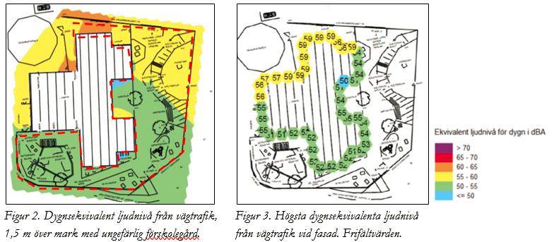 4 (7) Bilderna ovan redovisar bullerutredningens beräkningar av trafikbuller och verksamhetsbuller.