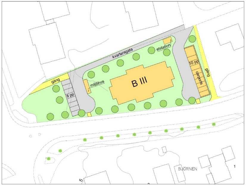 Situationsplan på föreslagen bebyggelse och