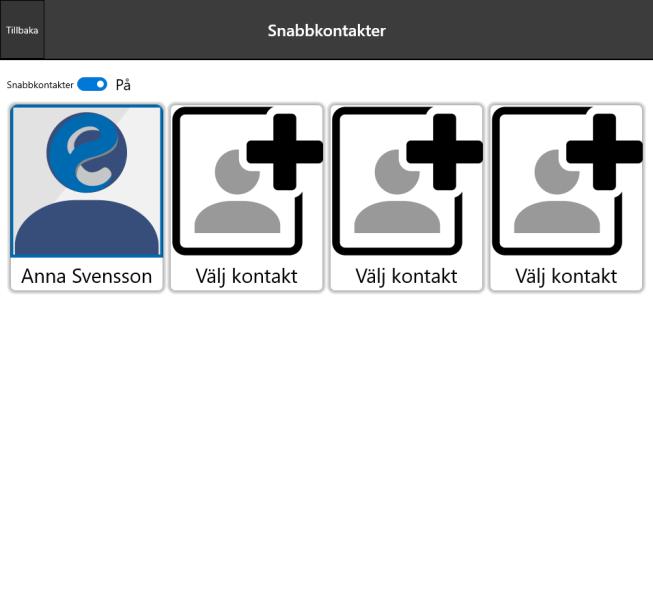 Bilden till vänster nedan visar inställningssidan för snabbkontakter och bilden till höger nedan visar resultatet. 11.5.