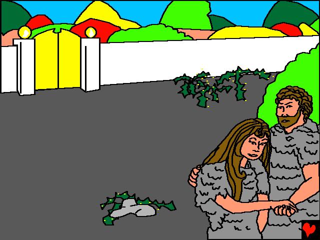 Gud förvisade Adam och Eva från den underbara trädgården.