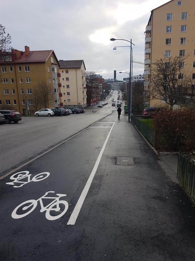Figur 1, Ny cykelbana längs med Albygatan mellan
