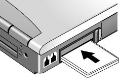 Tilläggsenheter Anslut PC Card-kort Anslut PC Card-kort Datorns PC Card-kortplats är avsedd för lagring av data och utökning av datorns kommunikationskapacitet.