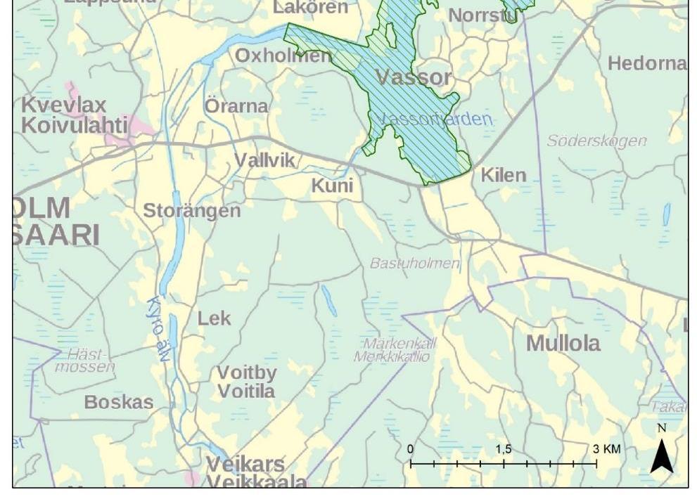 Bilaga 1. Kyro älvs delta och Vassorfjärden.