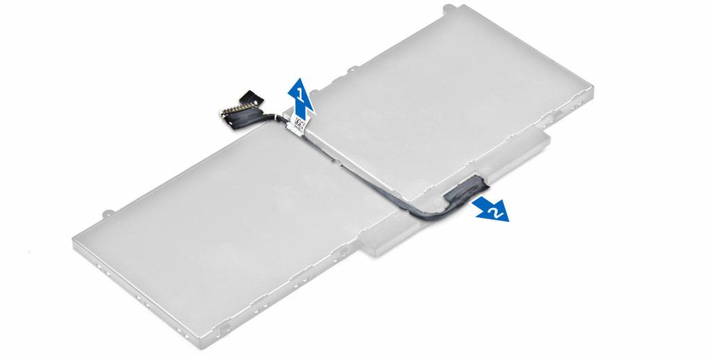 Installera batteriet OBS: Om datorn har stöd för 6-cellsbatteri har den inte stöd för en hårddisk. 1. Anslut batterikabeln till kontakten på batteriet. 2.