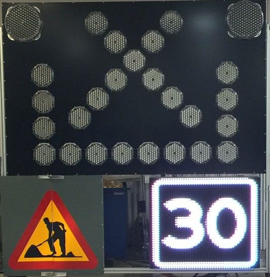 Produktbeskrivning RGB E13 är tillverkad av stansad och pulverlackerad plåt. Skylten finns i två versioner, 960x960 mm och 640x640 mm. Båda är av typen fullfärgs RGBLED.