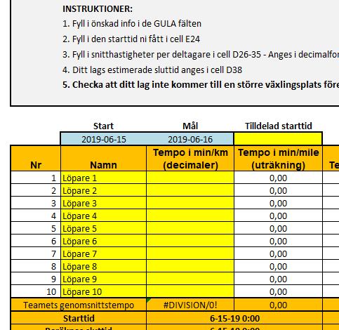 STARTTIDER Publicerades på hemsidan idag (20 maj).