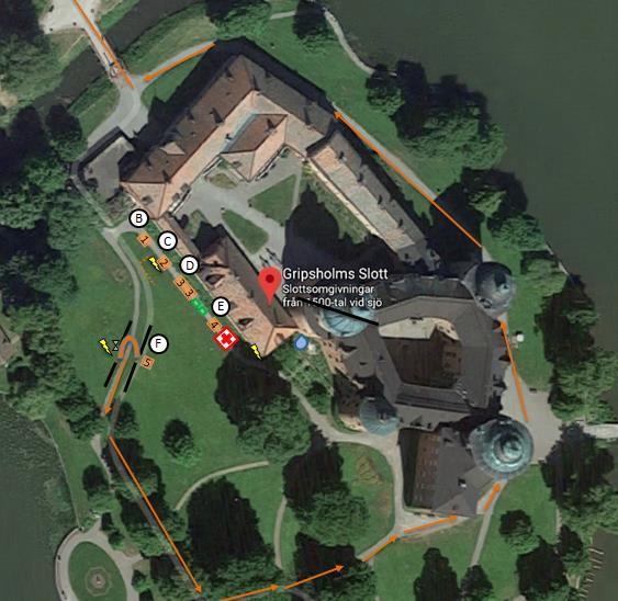 START GRIPSHOLMS SLOTT SERVICE PÅ PLATS Parkering Mat & dryck Vätska Toaletter Sjukvård Sophantering Eventuella ändring av