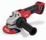 0-EC Sladdlös vinkelslip 18,0 V, 125mm Beställnr. 417.947 Batteri/spänning 18 V Batterikapacitet 2,5 / 5,0 Ah Max skivdiameter 125 mm 8500/min utan batteri 1,75 kg 1 sprängskydd 125 Ø (436.