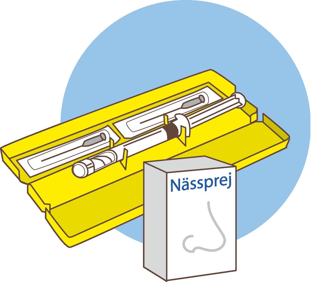 Naloxon finns som både nässprej och spruta
