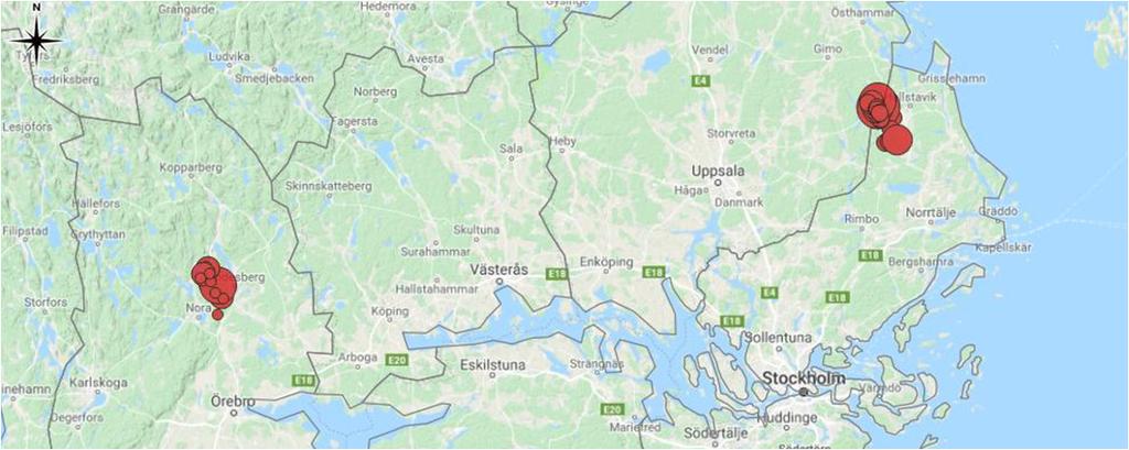 13 BIOGEOGRAFISK UPPFÖLJNING DAGFJÄRILAR 2017 Totalt inräknades 2085 larvkolonier med flest registrerade i Uppsala län.