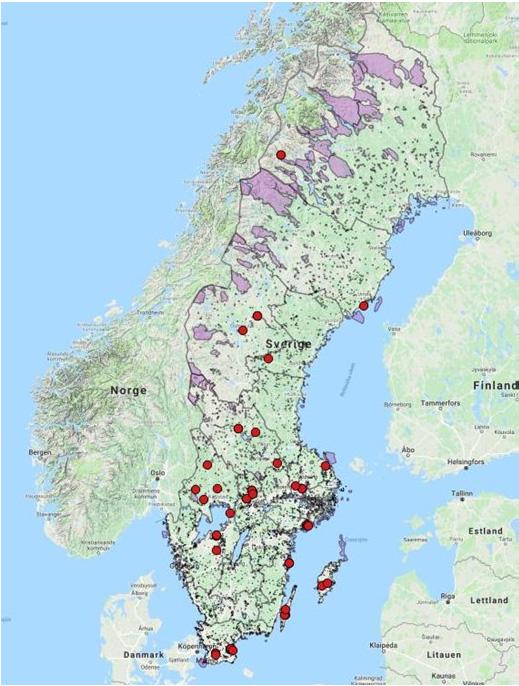 nationalpark, NR = naturreservat, N2000 = Natura 2000-område, NVO = naturvårdsområde). Kartskikten är hämtade från http://mdp.