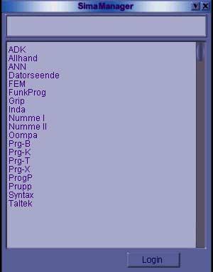 Module command which gives access to the command "sm": module add sima (= module add sima/user) Redovisning För att redovisa denna och kommande labbar används programmet SimaManager.