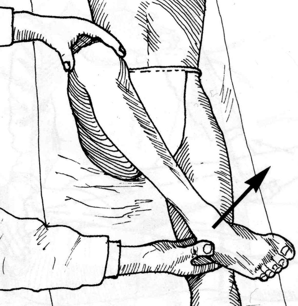 E. Utåtrotation 90 o flexion i höft och knä F.