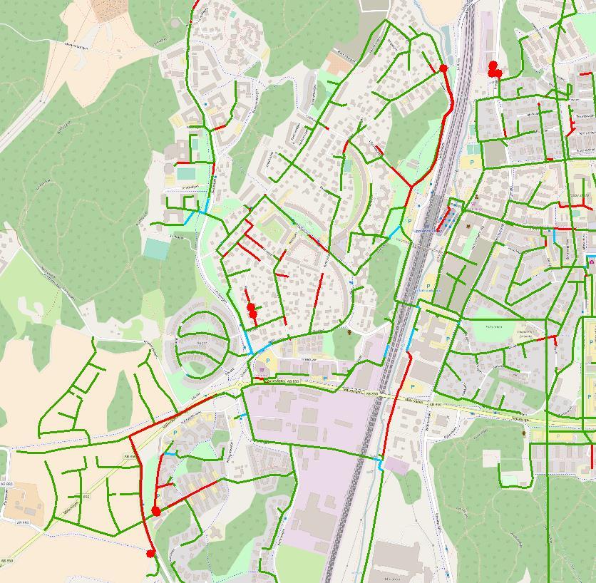 Fyllnadsgrad kontrollberäkning torrväder Väsby Entré Röd pga tryckledning Eds Allé Röd pga tryckledning Figur 6