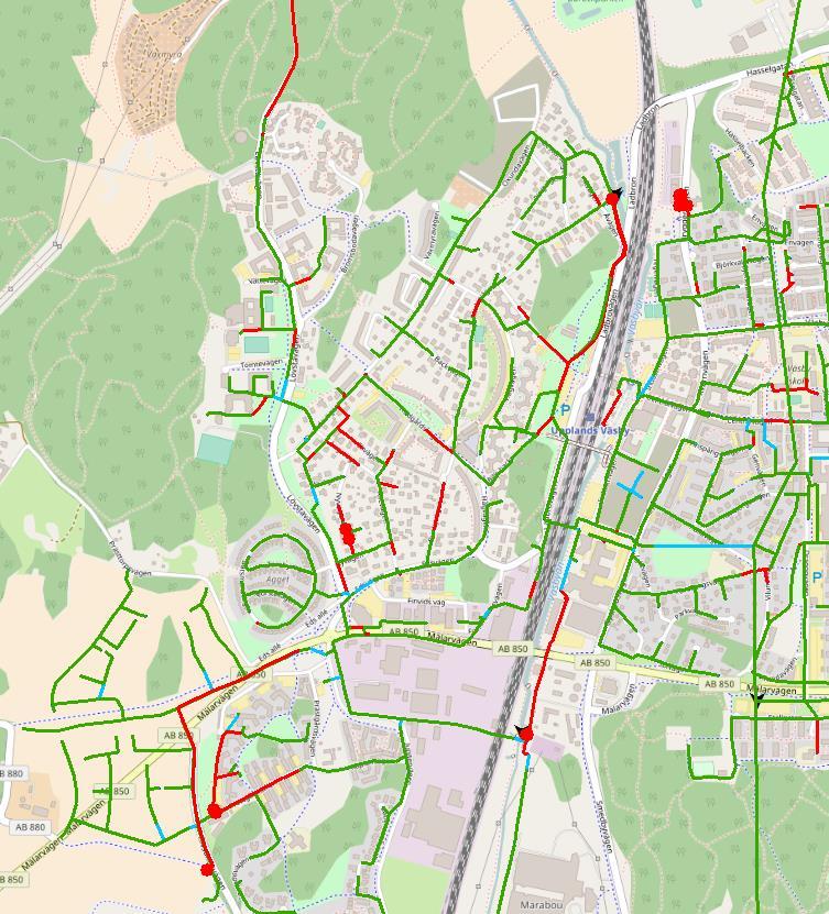 Fyllnadsgrad dimensioneringsberäkning torrväder Oxundav Besvärsv Åvägen pstn Ladbrovägen Figur 10