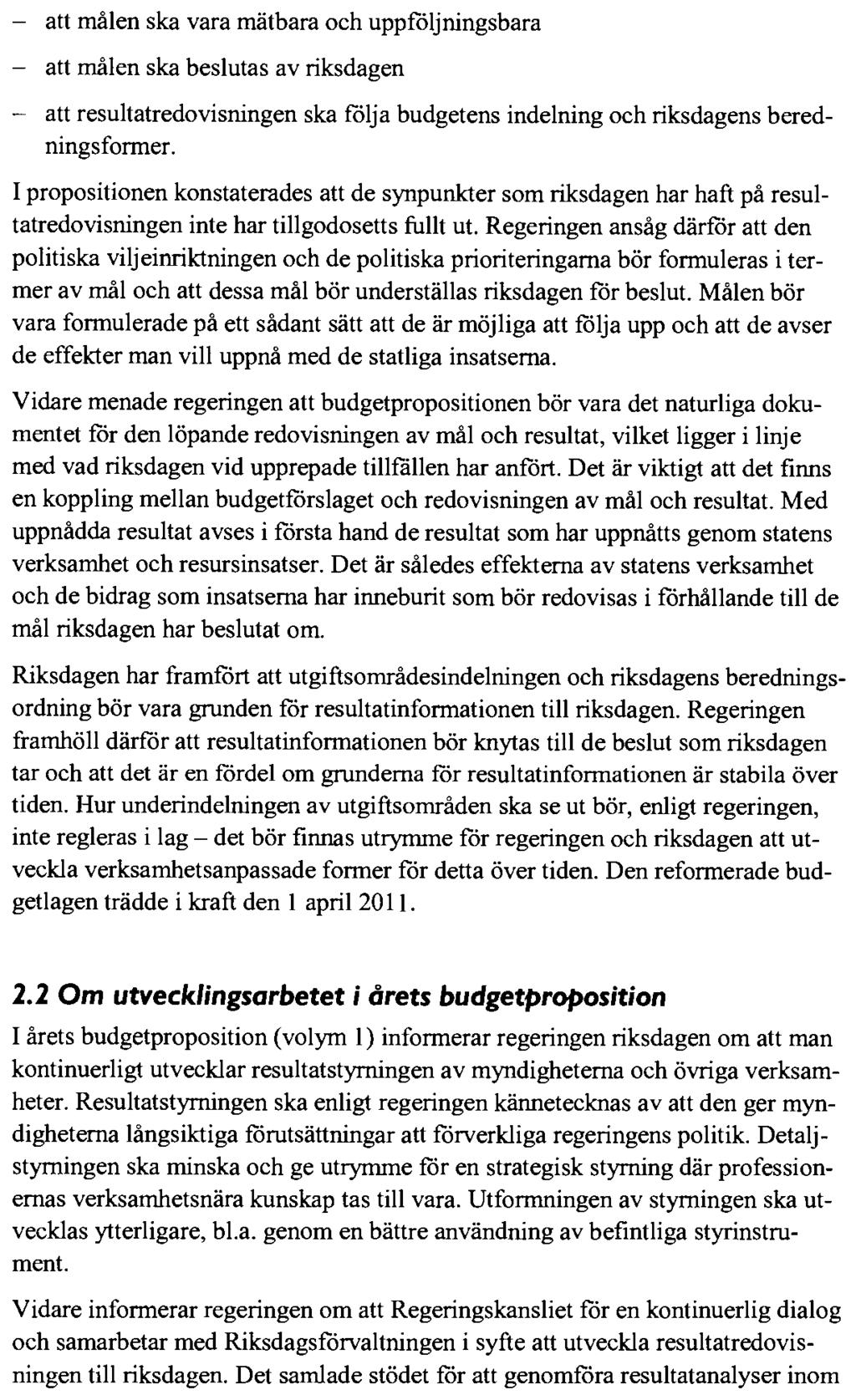 UPPFÖLJNING AV REGERINGENS RESULTATREDOVISNING