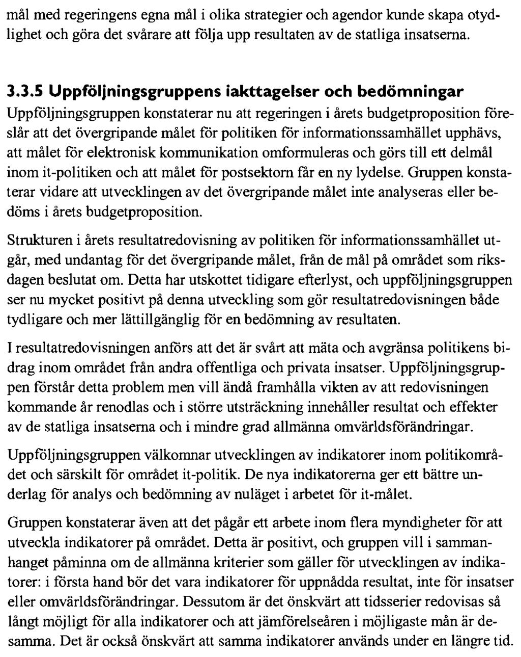 BILAGA 5 UPPFÖLJNING AV REGERINGENS