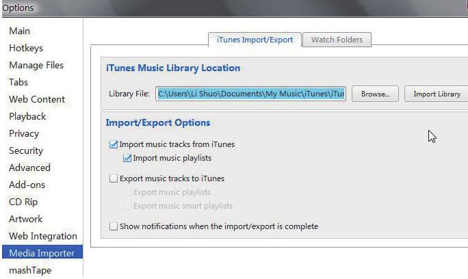 1 På Philips Songbird går du till Tools (Verktyg) > Options... (Alternativ...) 2 Välj Media Importer (Medieimportör) och använd sedan fliken itunes Importer (itunes-importör).