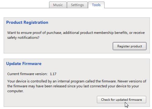14 Uppdatera fast programvara via Philips Songbird uppdaterad fast programvara) i popupfönstret.