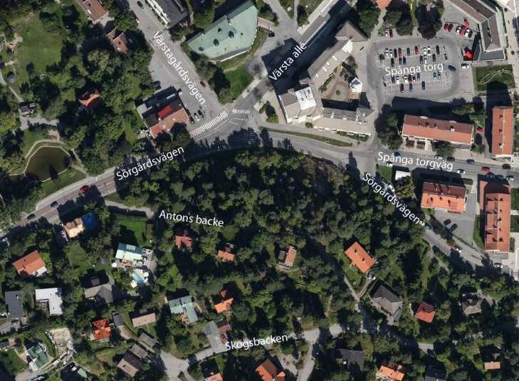 Sida 5 (9) Området med omkringliggande gator. Cykel I Stockholms cykelplan från 2012 pekas Sörgårdsvägen och Spånga torgväg ut som pendlingsstråk.