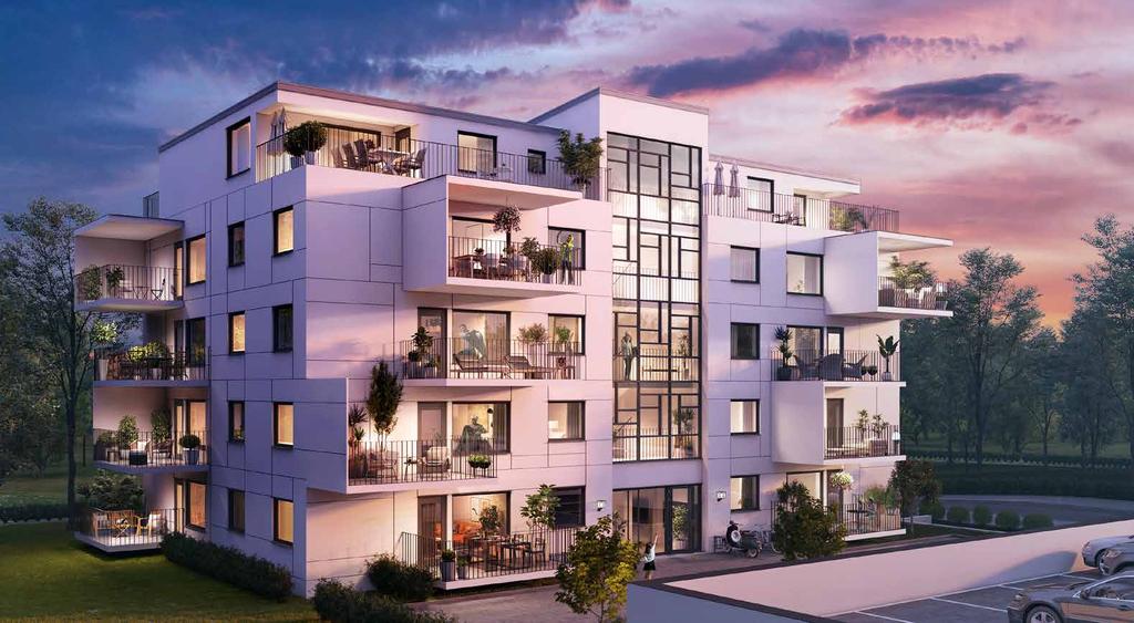 IRENT, MODERNT OCH INBÄDDT I RÖNT UTE. varteret som kommer att bestå av två hus bäddas in i ett nyanlagt grönområde, en trivsam plats för umgänge och aktiviteter för de boende.