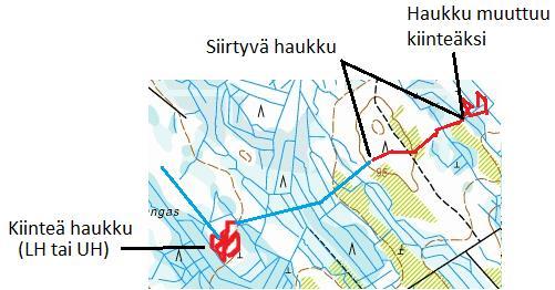 Fast ståndskall jfr med gångstånd - Att älgen rör sig betande inom samma terrängområde under hundens skallgivning, skall anses som fast ståndskall.