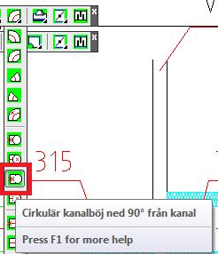 2D-beskrivning av rörets vertikala placering. 69 Metod A Linje över snitt synlig.