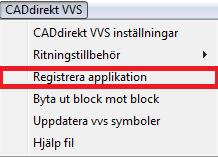 8 REGISTRERA APPLIKATION. Detta val öppnar dialogrutan för att registrera progammet.
