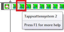 80 Aktivera tappvattensystem 2 benämnt VV1-20 Klicka på knappen Rita ett rör från punkt