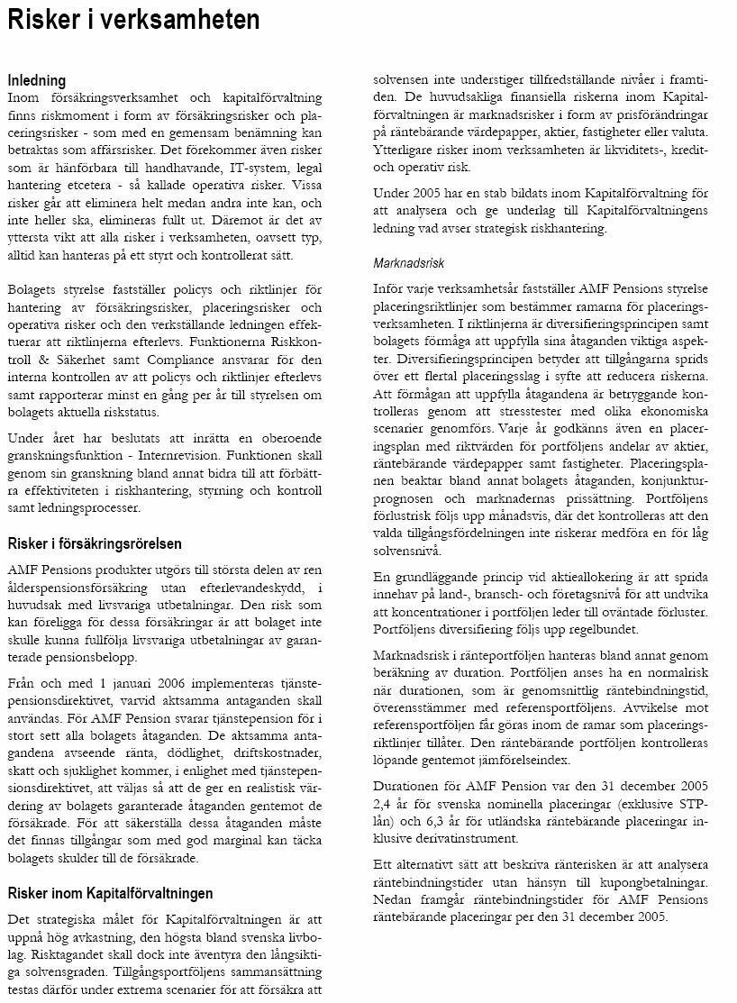BILAGA 2 AMF PENSIONS RISKBESKRIVNING,