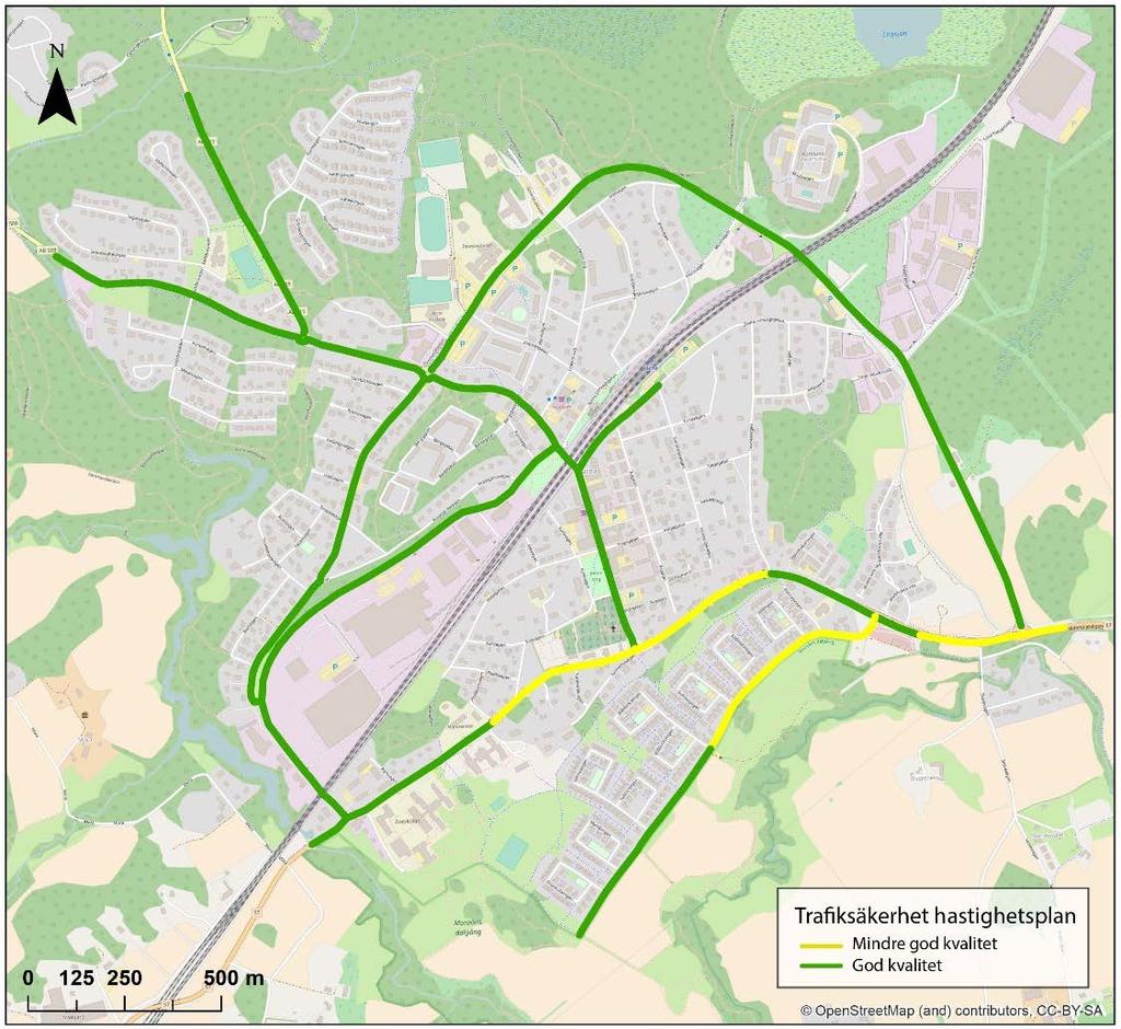 6 3.2 Trafiksäkerhet i hastighetsplanen Bruttolista avvikelser trafiksäkerhet Figur 3-2 visar trafiksäkerheten på de olika länkarna när hastigheterna ändras till de i hastighetsplanen.