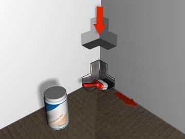 Step 4 Temporarily place the waterproofing internal corners into position and mark around them with a pencil. Once you have marked they can be removed.