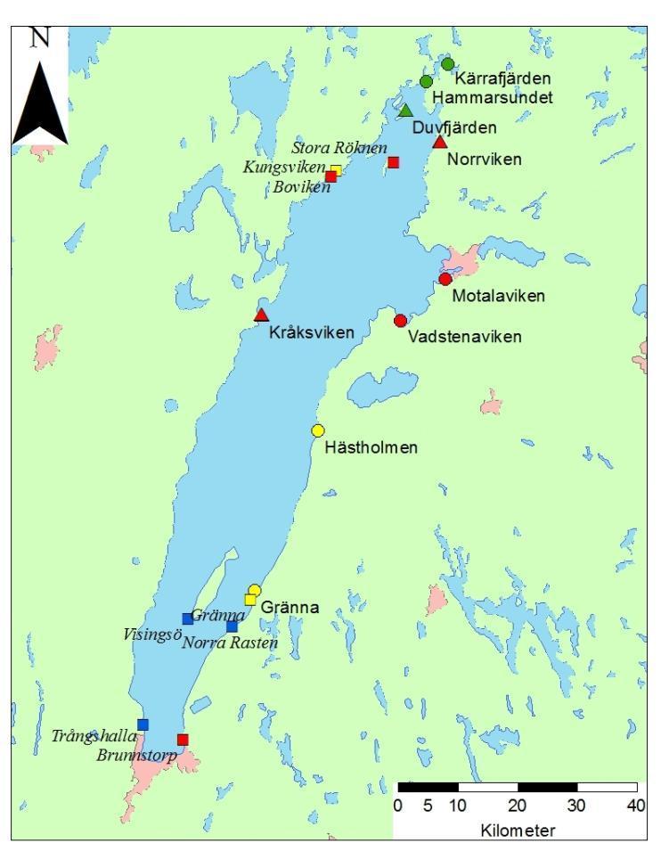 Figur 3 Kartan visar områden som är inventerade endera 2005 eller 2011 alternativt vid båda dessa tillfällen.