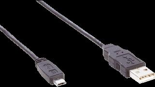 Kontaktanslutningar och kablar Huvud A: kontakt, USB-A Huvud B: kontakt, Micro-B Kabel: USB 2.