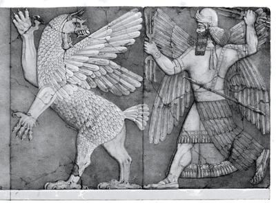Marduk konfronterar kaosdraken. Källa: Wikimedia [1]. Kaos och ordning Inte heller Enuma elish ska tolkas bokstavligt. Det är när vi gör det som den framstår som absurd.