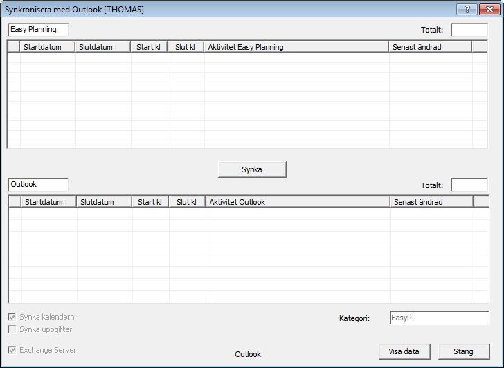 Synka med Outlook Denna funktion är helt omgjord. Man väljer nu om man vill synka till kalendern, till uppgifter eller till båda. Inställningen görs centralt och gäller för samtliga användare.
