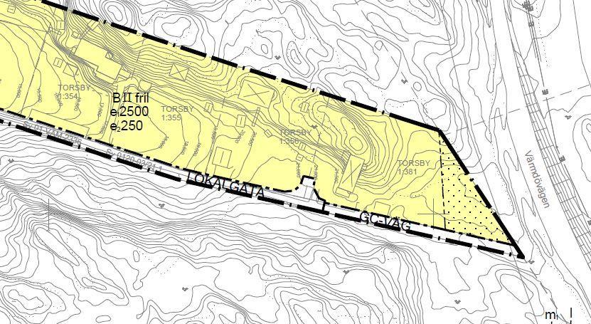 Vändplan Torsby 1:356 och 1:381 Planen möjliggör anläggning av en vändplan vid fastigheterna Torsby 1:356 och 1:381 så att bl a kravet för vändning med renhållningsfordon kan uppfyllas.
