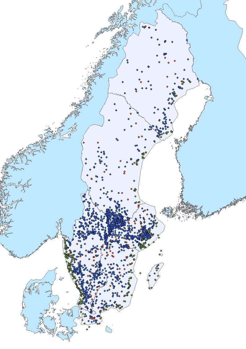 flodmynningsövervakning Samlade in metadata om övervakning till VISS 46 595 övervakningsstationer Av dessa rapporterades >6% stationer