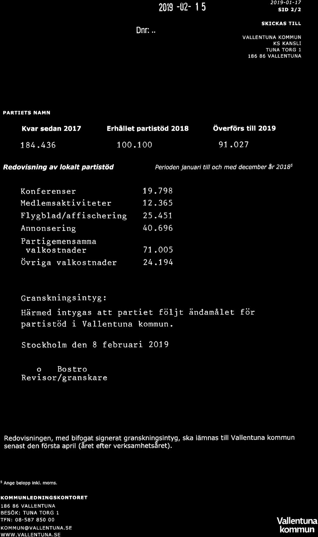 V,A[.å-t;,, iiii '. Kümrnunst '',,.'i- 2t1$ -Û2- I 5 20 19-01- 17 srd 212 Dnr:.