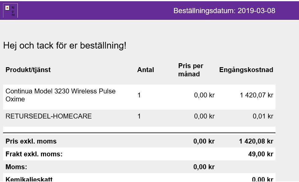 BESTÄLLA När alla uppgifter är inlagda tryck på LÄGG ORDER En bekräftelse skickas till alla e-mailadresser som beställaren kopplat till beställningen (sker