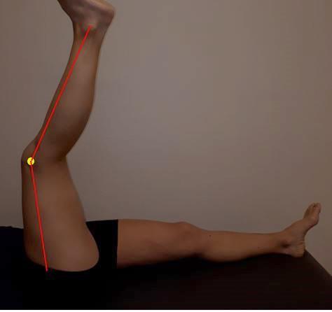 Sida 4 av 6 Hamstringsvinkel Utgångsställning: Patient i ryggliggande position. Böj upp 90 i höft och knäled. Ref 1: Parallellt med femur syftar mot trochanter major.