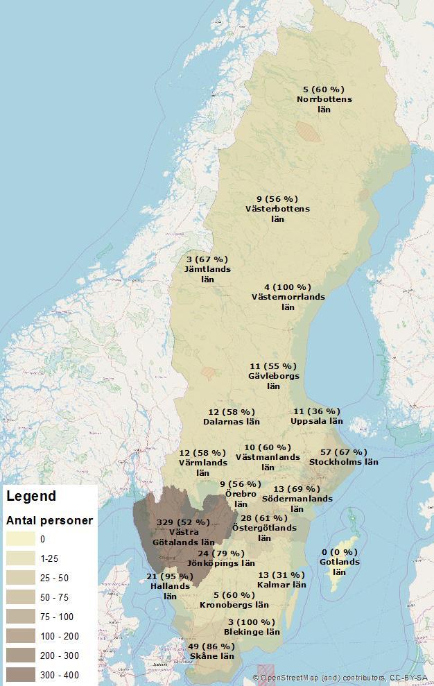 4.2 Var kommer gästerna ifrån I figur 9 redovisas var personerna kommer ifrån i Sverige som svarade på resvaneundersökningen, inom parantes anges hur stor andel som tog sig till Liseberg med bil,