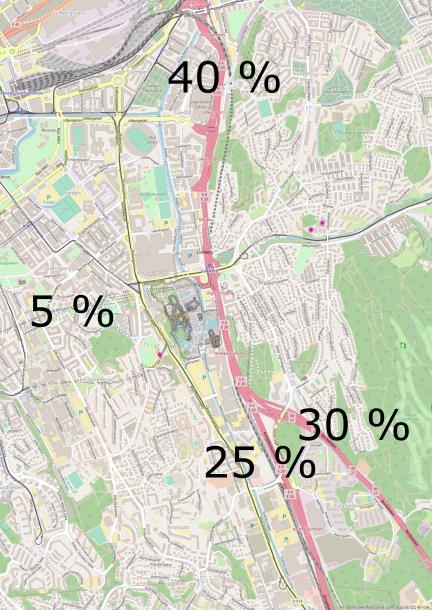 5.2 Påverkan För bedömning av hur trafiken påverkar trafiksystemet har resvaneundersökningen använts för att se var gästerna kommer ifrån, se figur 13.