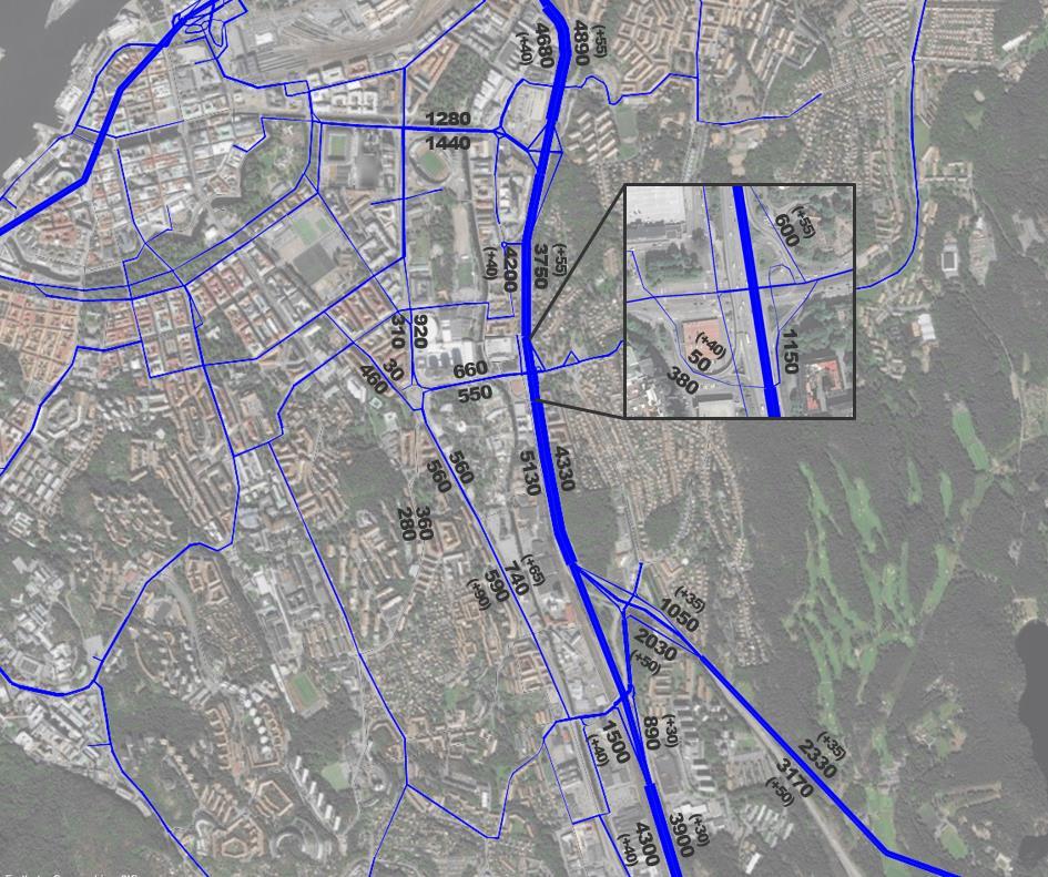 6.2.2.2 Eftermiddag Under eftermiddagens maxtimme bedöms den alstrade trafiken för WoV, vattenparken och badhuset påverka främst Örgrytemotet och Kallebäcksmotet.