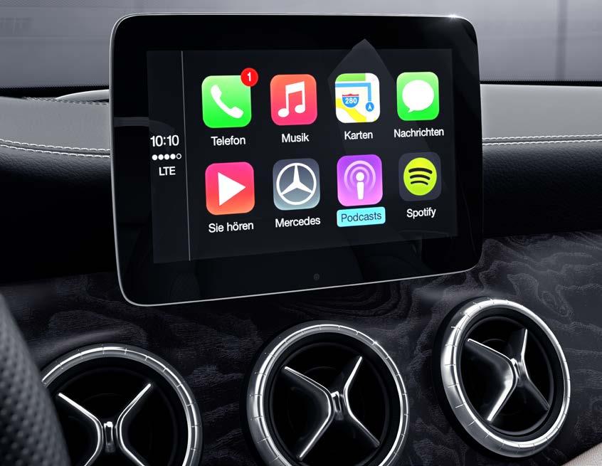 Integrering av smartphone Med integreringen av smartphone kan en kompatibel smartphone med passande operativsystem integreras i bilen via Apple CarPlay TM och