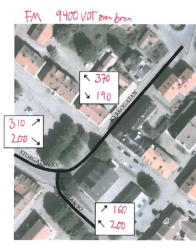 2. Kapacitet i korsningen Kyrkogatan/Storgatan Nedanstående beräkningar gäller för förmiddagstrafik när Tosteröbron är farbar för fordonstrafik.