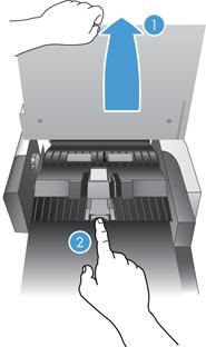 2. Öppna locket på den automatiska dokumentmataren (ADM). 3.