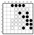 E7 Miyaoka avviker från förra partiet. 13.F2 14.H6 Draget är knappast uppenbart men enligt WZebras öppningsbok det bästa. Man kan alltså anta att Miyaoka tränat på denna variant.