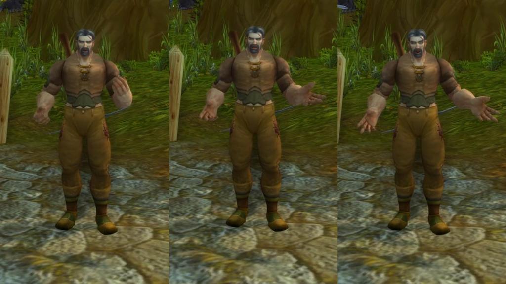Figur 4 Exempel på en World of Warcraft (2004) karaktär i sin dialoganimation. 4.2 Arbetsprocess 4.2.1 Val av rigg Steg ett i arbetsprocessen med artefakten var att välja rigg att animera med.